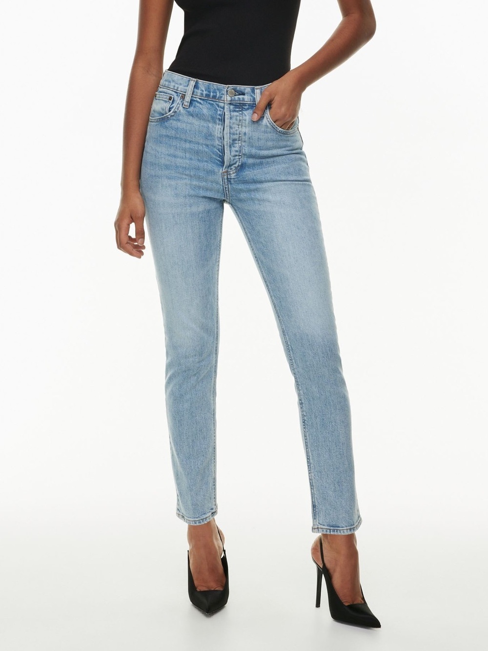 Aritzia Denim Forum The Yoko High Rise Slim Straight Light Wash